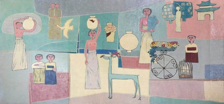 "Women and Jars," do pintor coreano Kim Whanki "Women and Jars," do pintor coreano Kim Whanki