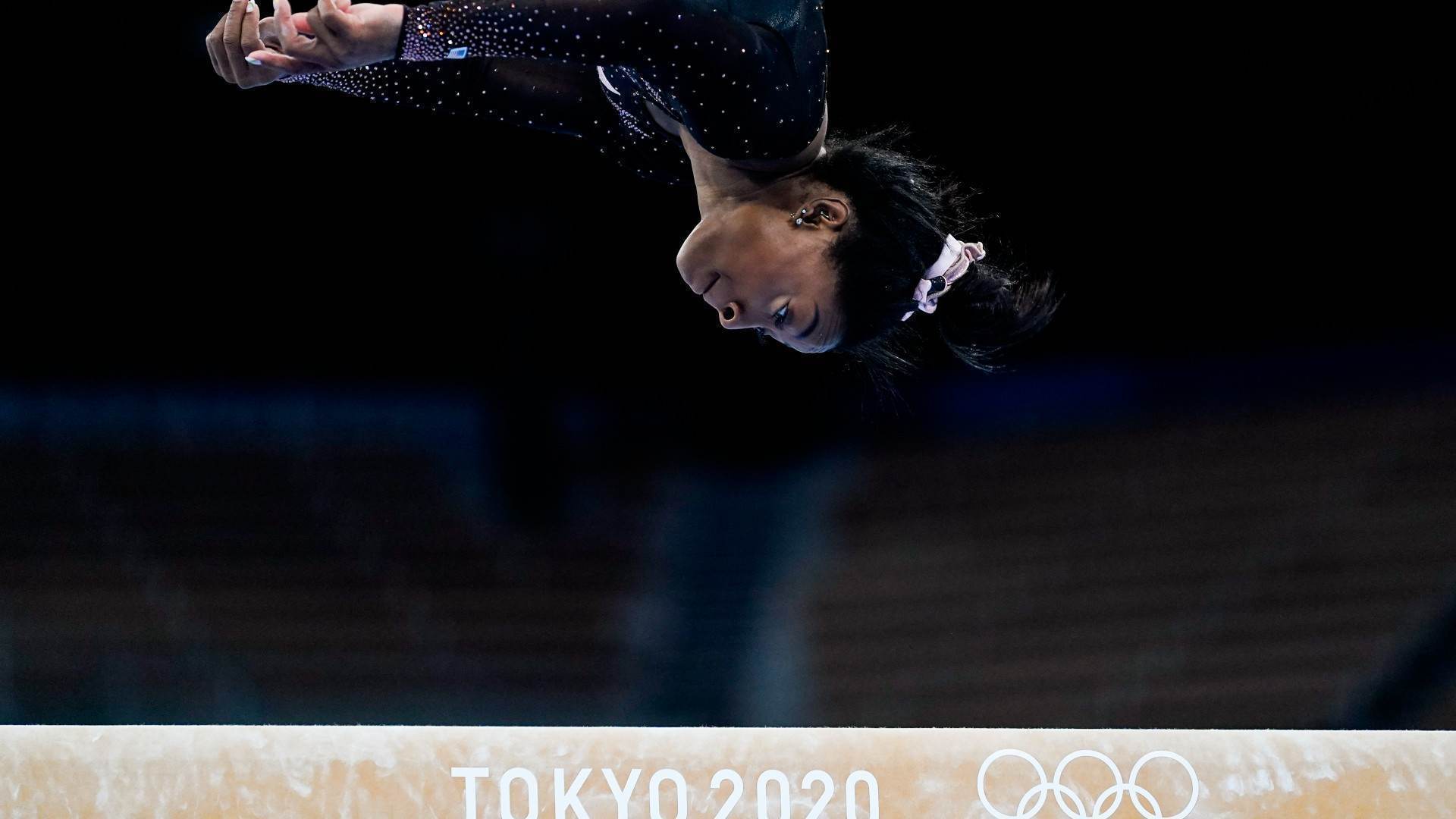 A campeã olímpica Simone Biles também treinou nesta quinta-feira em Tóquio
A campeã olímpica Simone Biles também treinou nesta quinta-feira em Tóquio