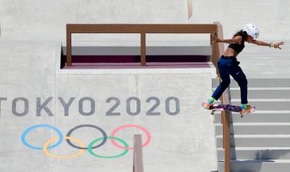 Promessa brasileira no skate, jovem Rayssa Leal usou a sexta-feira para treinar