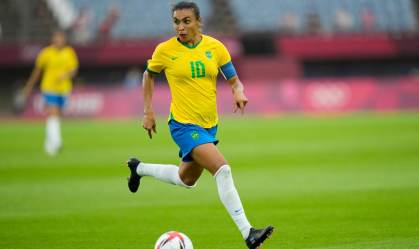 Marta, jogadora da seleção feminina do Brasil, nas Olimpíadas 2020