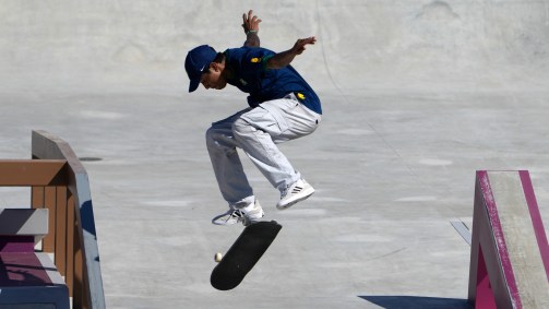 Brasileiro Gustavo Felipe abriu a competição do skate nas Olimpíadas