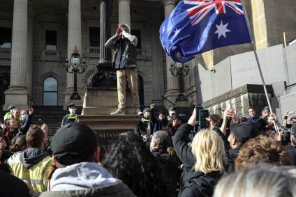 Protesto anti-lockdown na Austrália
