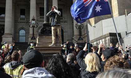 Protesto anti-lockdown na Austrália