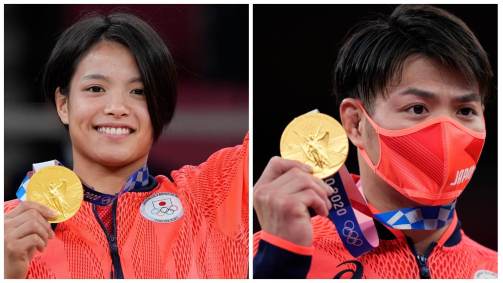 Uta Abe (E) e Hifumi Abe, irmãos e medalhistas de ouro no judô