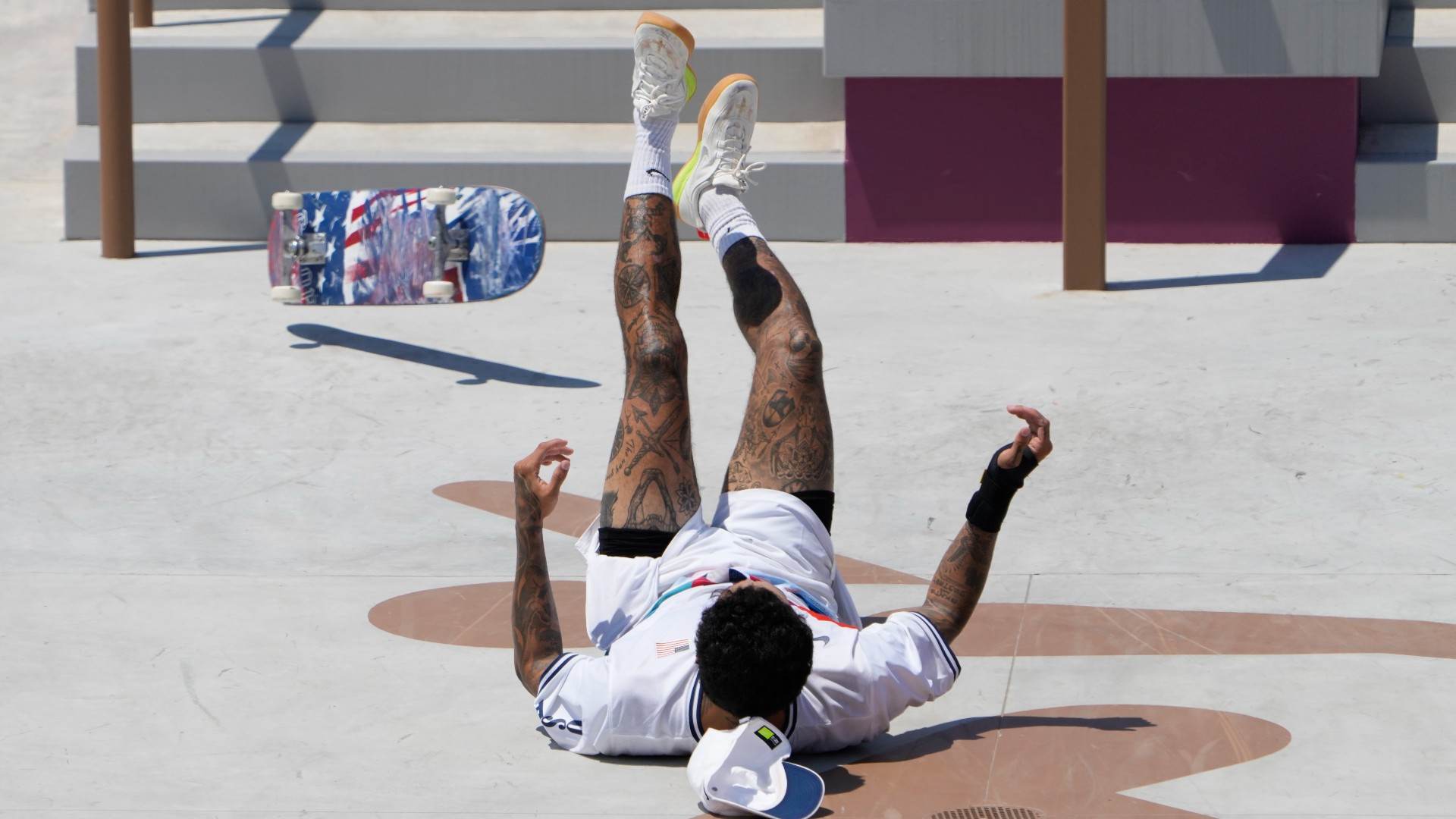 Nyjah Huston falhou em suas quatro tentativas finais Nyjah Huston falhou em suas quatro tentativas finais