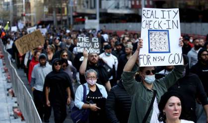 Protesto contra lockdown na Austrália