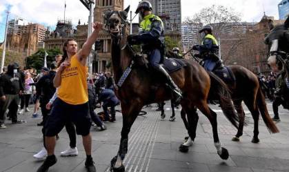 Protestos contra lockdown em Sydney