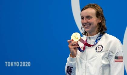 Katie Ledecky, nadadora dos EUA, medalha de ouro nos 1500m livre da natação