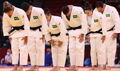 Equipe brasileira na disputa do judô nas Olimpíadas