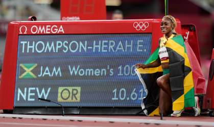 Jamaicana Elaine Thompson-Herah levou o ouro e quebrou recorde mundial nos 100m