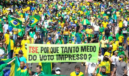 Manifestação a favor do governo do presidente Jair Bolsonaro, na cidade de Brasí