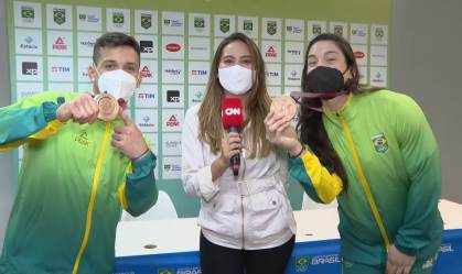Daniel Cargnin e Mayra Aguiar, ganhadores do bronze no judô nas Olimpíadas 