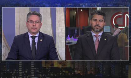 Os senadores Alessandro Vieira e Marcos Rogério em O Grande Debate (03.Ago.2021)