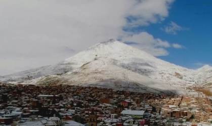 Potosí, na Bolívia, registrou rara queda de neve