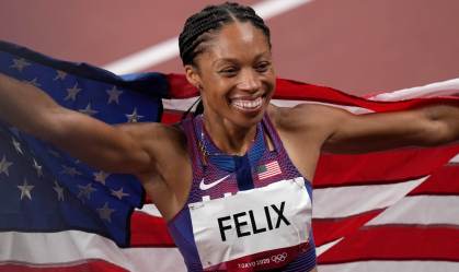 Em Tóquio, velocista dos EUA Allyson Felix conquistou sua 11ª medalha olímpica