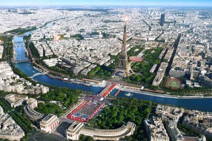 Imagem com projeção de Paris nas Olimpíadas de 2024