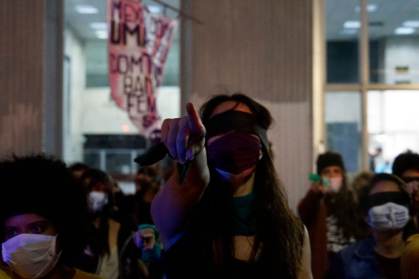 Protesto em São Paulo contra a violência contra a mulher