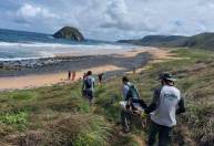 Quase uma tonelada de piche e lixo é retirada das praias de Noronha; veja fotos