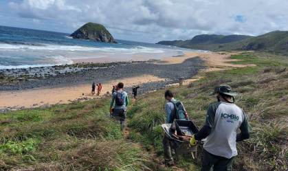 Quase uma tonelada de piche e lixo é retirada das praias de Noronha; veja fotos
