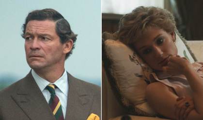  Dominic West como Principe Charles e Elizabeth Dobicki como Princesa Diana 