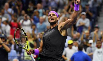 Rafael Nadal comemora match point em jogo pelo US Open de 2019