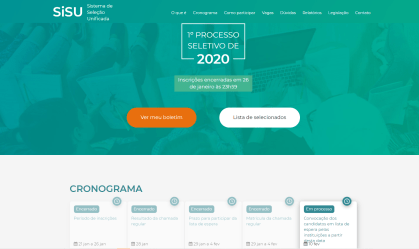 Site do Sistema de Seleção Unificada (Sisu), na manhã desta terça-feira (16)