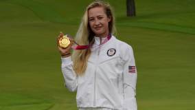 Americana Nelly Korda conquistou a medalha de ouro no golfe feminino (07/08/2021)