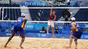 Dupla brasileira Bruno e Evandro foi eliminada pelos letões Plavins e Tocs nas oitavas de final do vôlei de praia e deu adeus às Olimpíadas (02/08/2021)