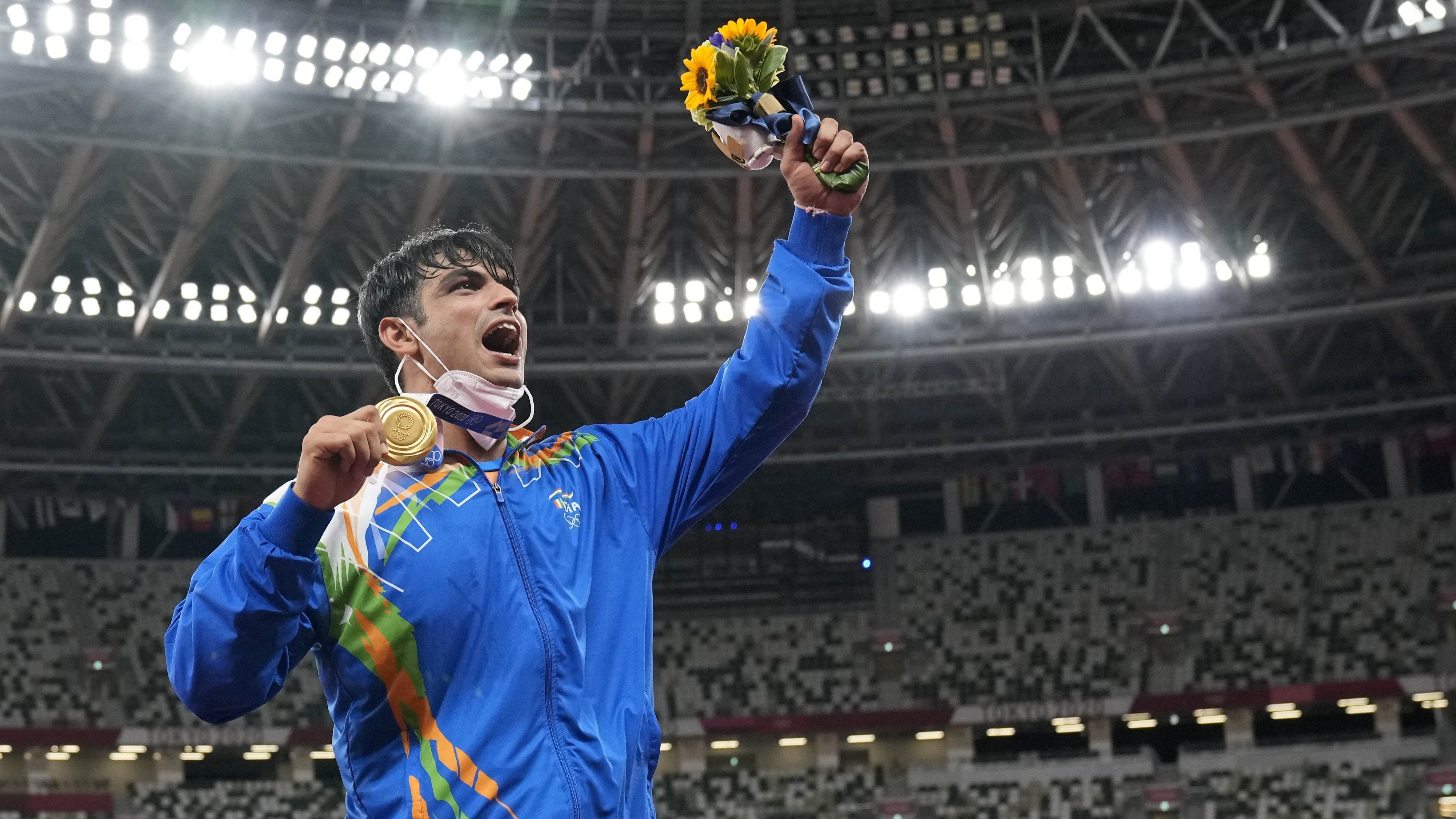 Neeraj Chopra, da Índia, conquistou única medalha de ouro de seu país nos Jogos Olímpicos de Tóquio / Martin Meissner - 7.ago.2021/AP