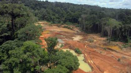 Área desmatada por garimpeiros ilegalmente da Terra Indígena Roosevelt, em Rondônia