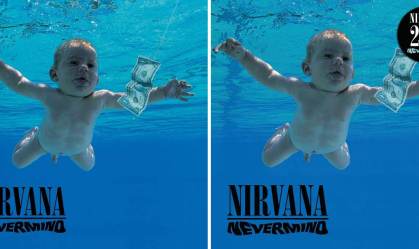 Capas do disco Nevermind, do Nirvana, em 1991 e em 2011