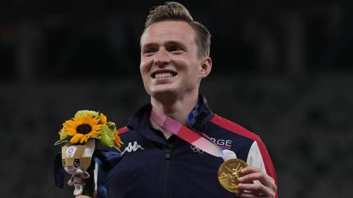 Karsten Warholm, da Noruega, com ouro dos 400 metros com barreiras – prova em que quebrou recorde mundial