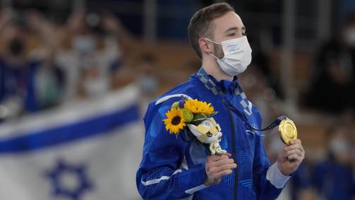 Israelense Artem Dolgopyat em 2021, quando foi campeão olímpico no solo masculino