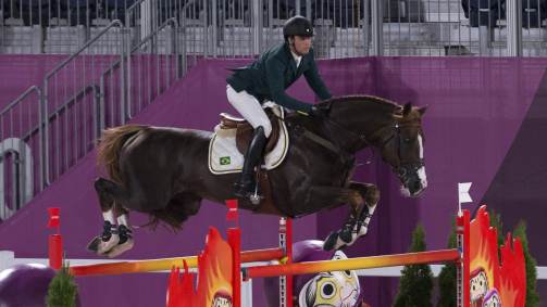 Pedro Veniss, um dos cavaleiros da equipe brasileira classificada para a final do hipismo