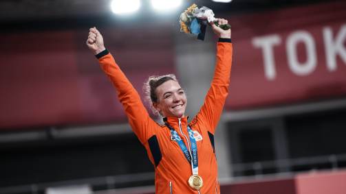 Shanne Braspennincx, da Holanda, conquistou ouro no ciclismo keirin