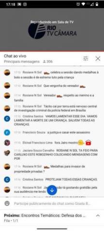Ataques homofóbicos à Mônica Benício em chat durante live da Câmara do Rio / Reprodução