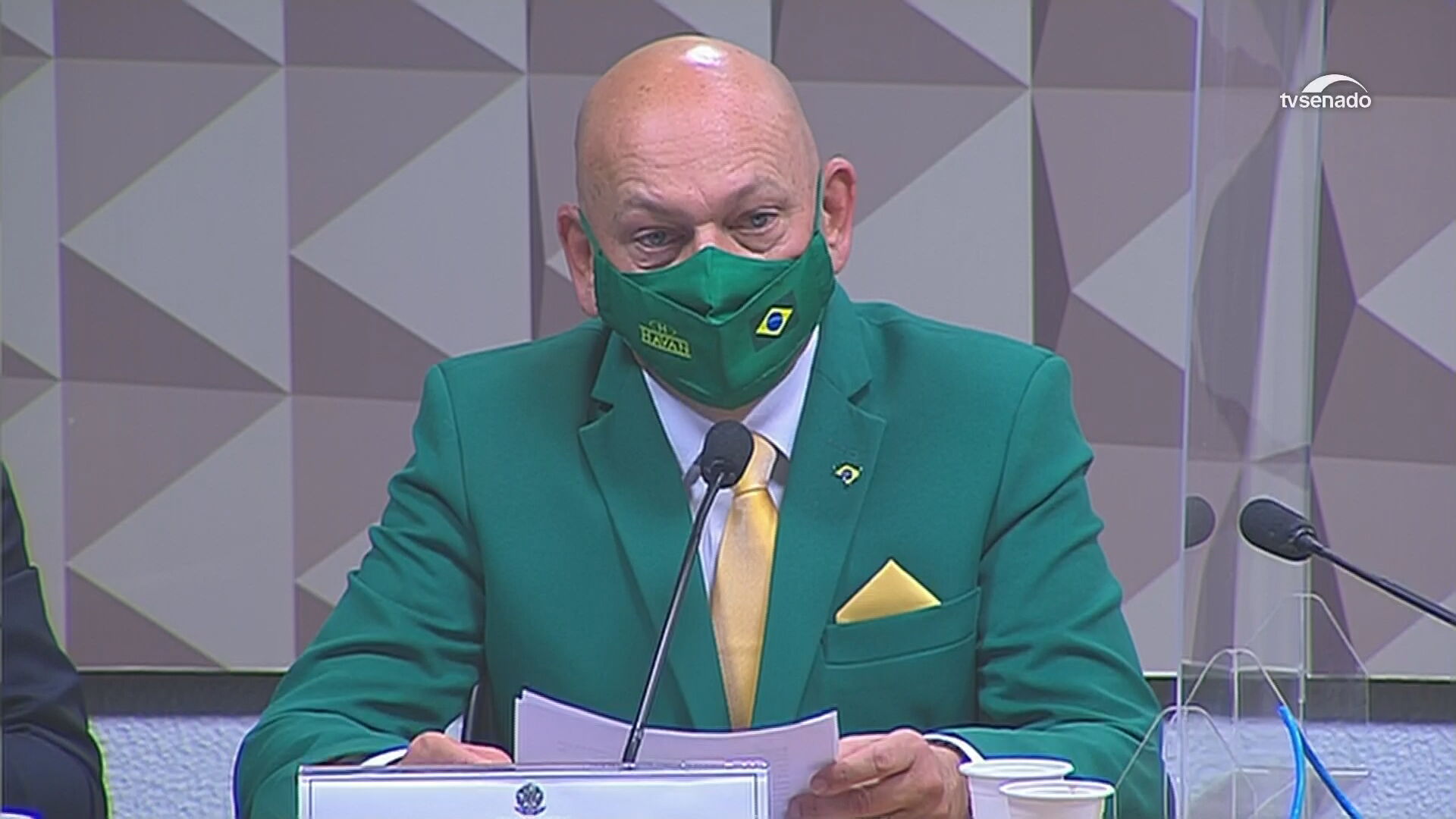 O empresário Luciano Hang na CPI da Pandemia