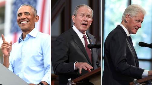 Barack Obama, George W. Bush e Bill Clinton, ex-presidentes dos EUA