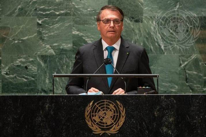 Presidente Jair Bolsonaro (sem partido) discursa na 76ª Assembleia-Geral da ONU nesta terça-feira (21) / ONU News