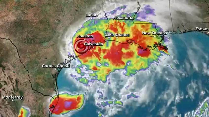 Área afetada pelo furacão Nicholas, que tocou solo no Texas, nos EUA, com ventos de 120 km/h / CNN