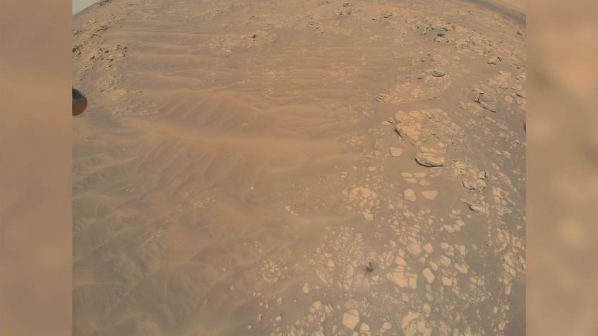 Imagem capturada pelo helicóptero Ingenuity sobre a região de South Seítah, em Marte / Nasa/JPL-Caltech