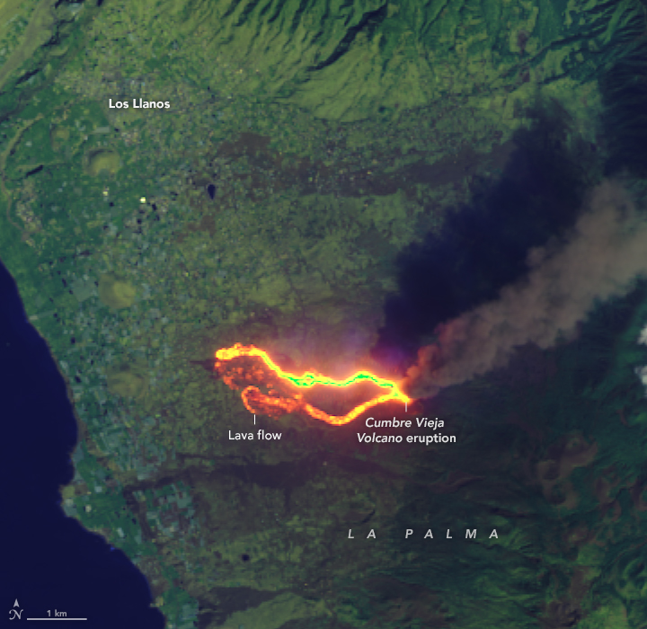Rastro da lava com infravermelho / Divulgação/Nasa