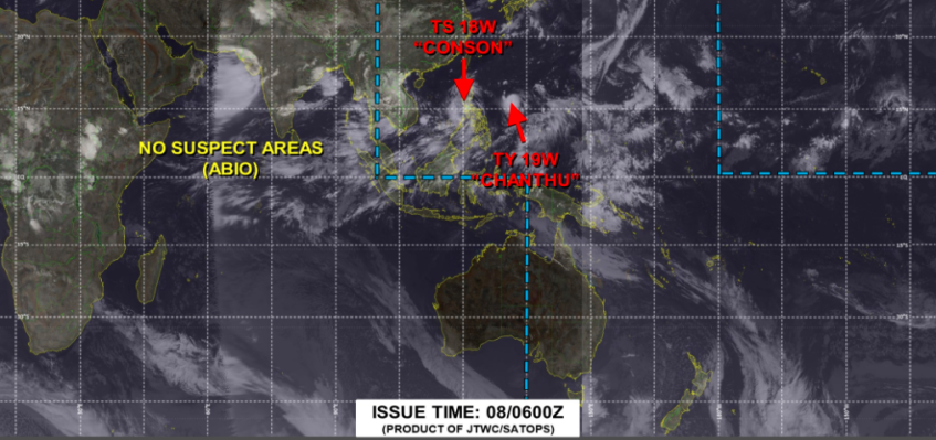 Segundo o Joint Typhoon Warning Center (JTWC), o tufão Chanthu terá ventos de até 233 km/h / Joint Typhoon Warning Center (JTWC)