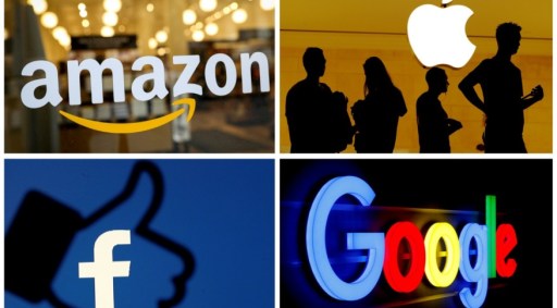 Logos da Amazon, Facebook, Google e Apple