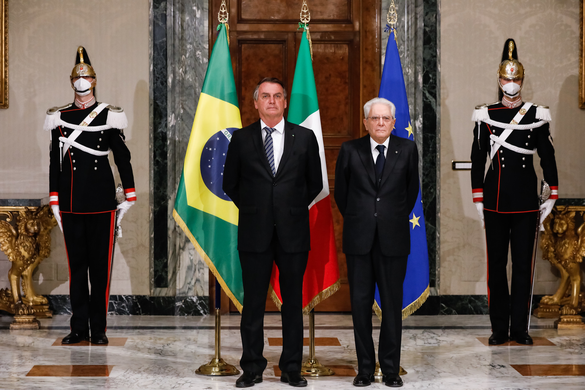Jair Bolsonaro e o presidente da Itália, Sergio Mattarella