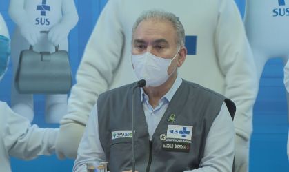 O ministro da Saúde Marcelo Queiroga em coletiva de imprensa