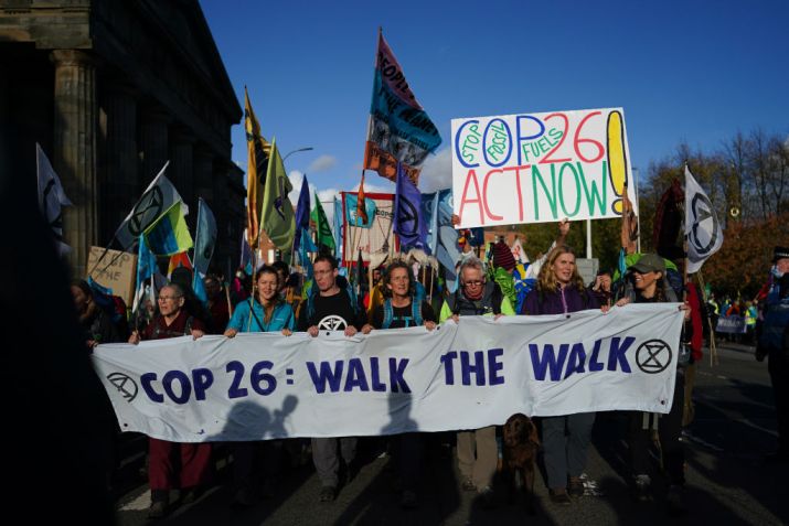 Protestos antes do início da COP26, em Glasgow, na Escócia / Foto: Ian Forsyth/Getty Images (30.out.2021)