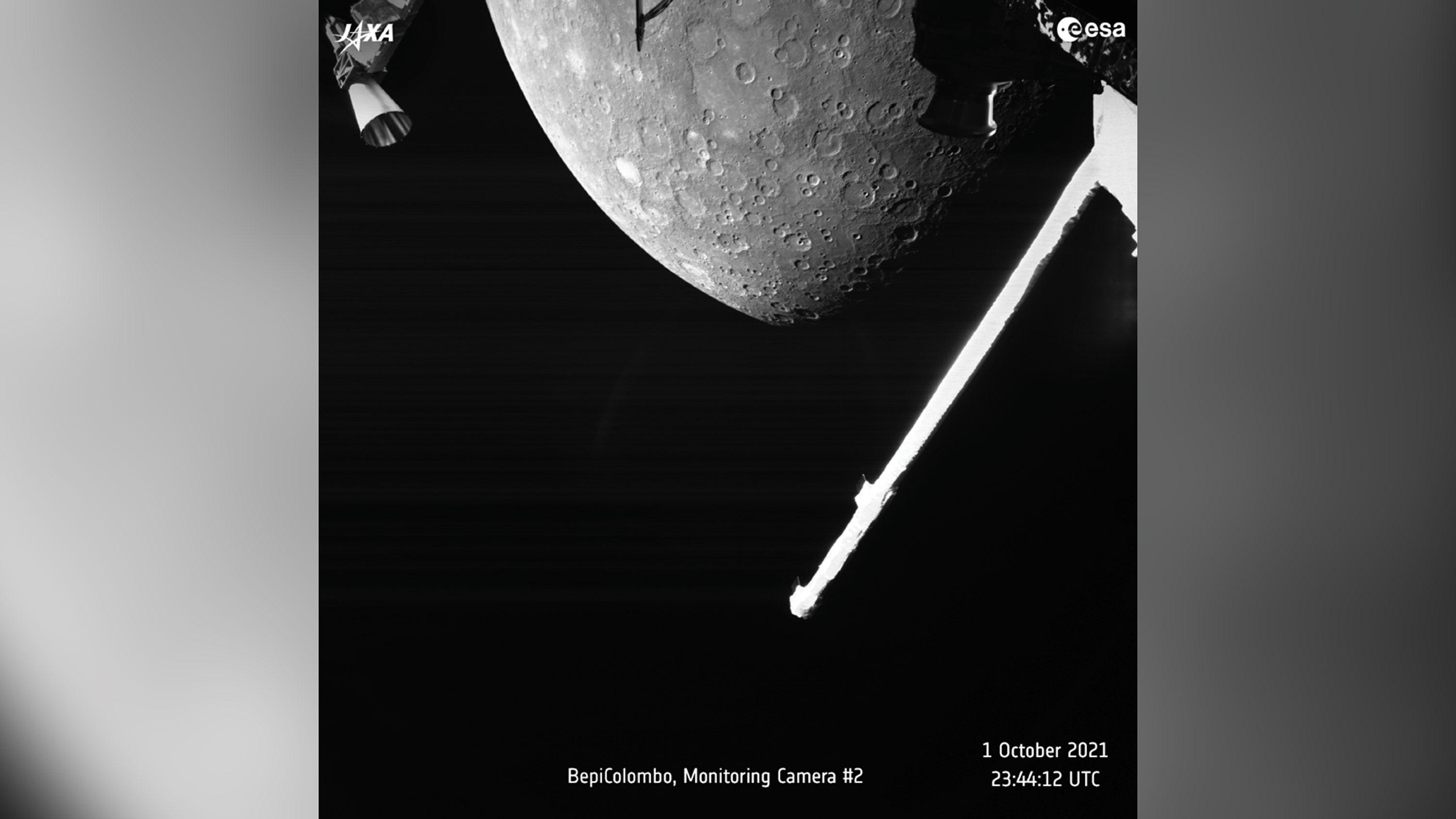 Foto do hemisfério Norte de Mercúrio feita pela sonda euro-japonesa BepiColombo