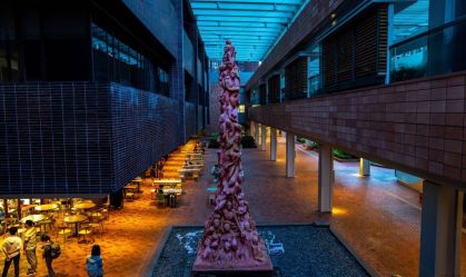 The Pillar of Shame in front of the student cafeteria.