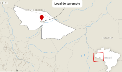 Terremoto de magnitude 5,9 é registrado no Acre, perto da fronteira com o Peru